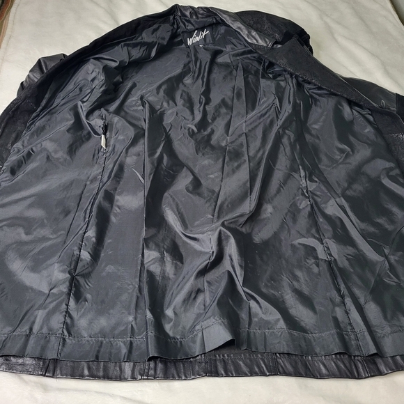 Winlet Long Leather Jacket. Black Paisley Size Small. - Picture 15 of 16